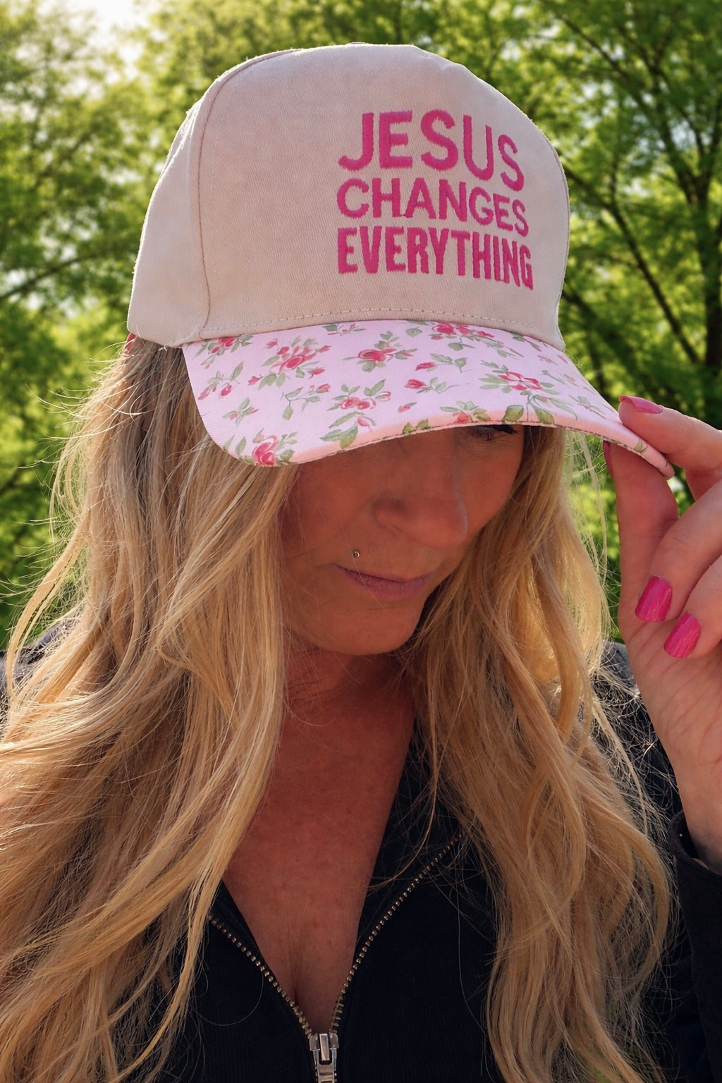 Jesus Changes Everything Trucker Hat- Floral