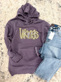 Embroidered Vikings Hoodie in Pigment Plum