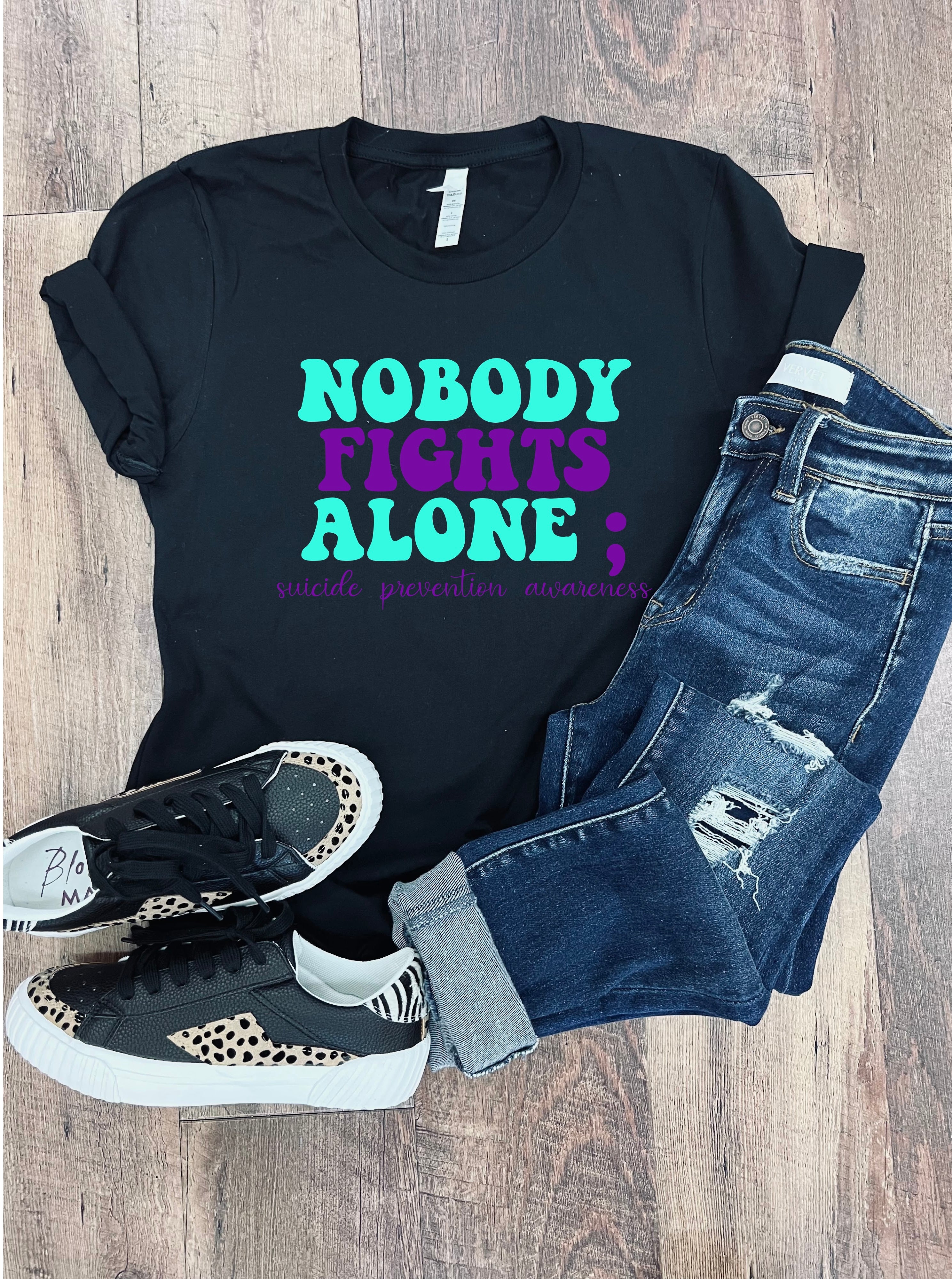 Nobody Fights Alone Tee in Black