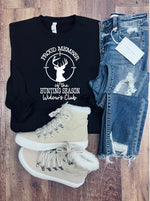 Load image into Gallery viewer, Hunting Season Widow's Club Hoodie/Crew/Tee in Black
