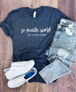 So Much World So Little Time Tee in Heather Navy