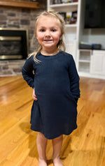 Load image into Gallery viewer, Gotta Have It Kids Waffle Dress In Navy
