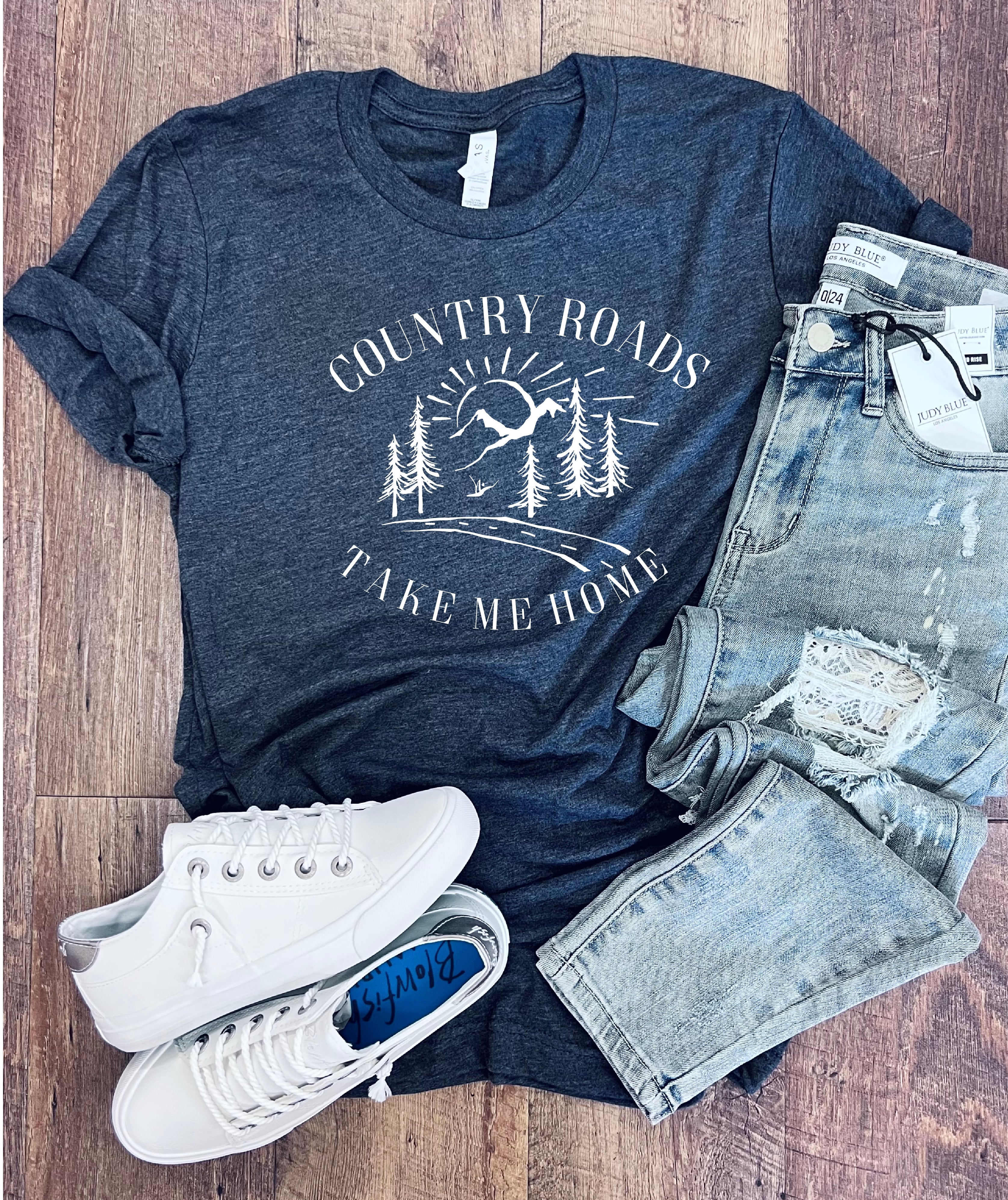 Take Me Home Tee in Heather Navy