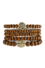 Load image into Gallery viewer, Brown Wood Faith Stackable Bracelet
