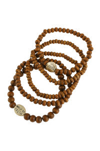 Brown Wood Faith Stackable Bracelet