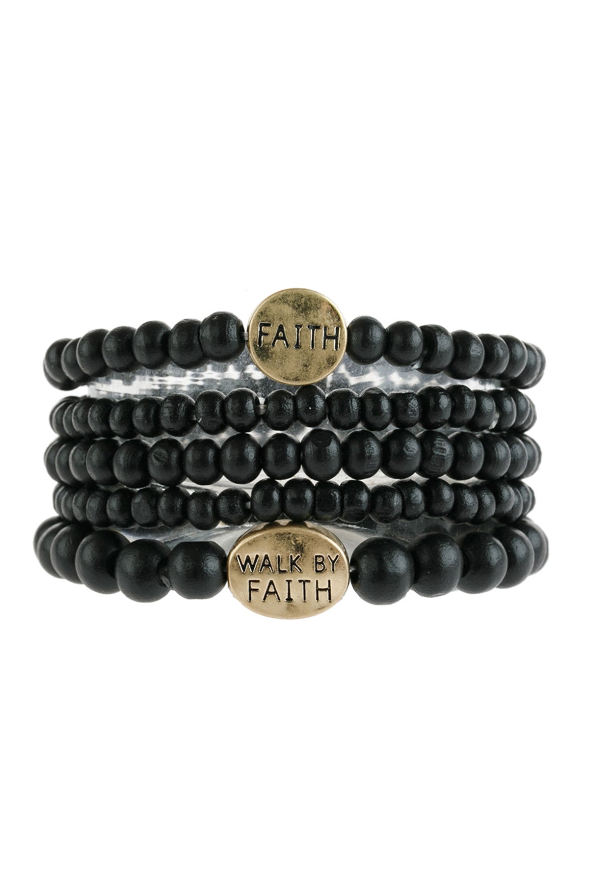 Black Wood Faith Stackable Bracelet