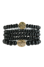 Load image into Gallery viewer, Black Wood Faith Stackable Bracelet
