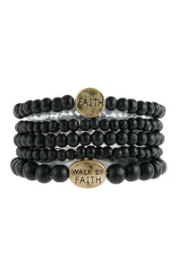 Black Wood Faith Stackable Bracelet