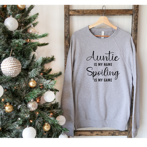 Auntie Is My Name Pullover in Heather Gray