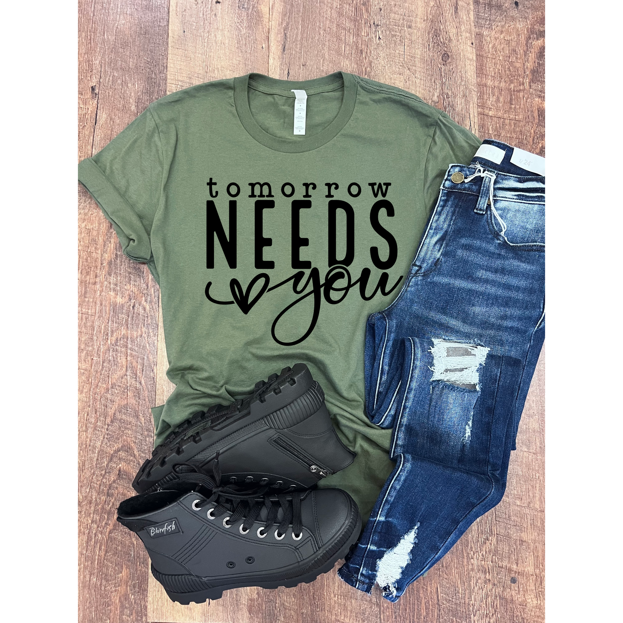 Tomorrow Needs You Tee In Military Green