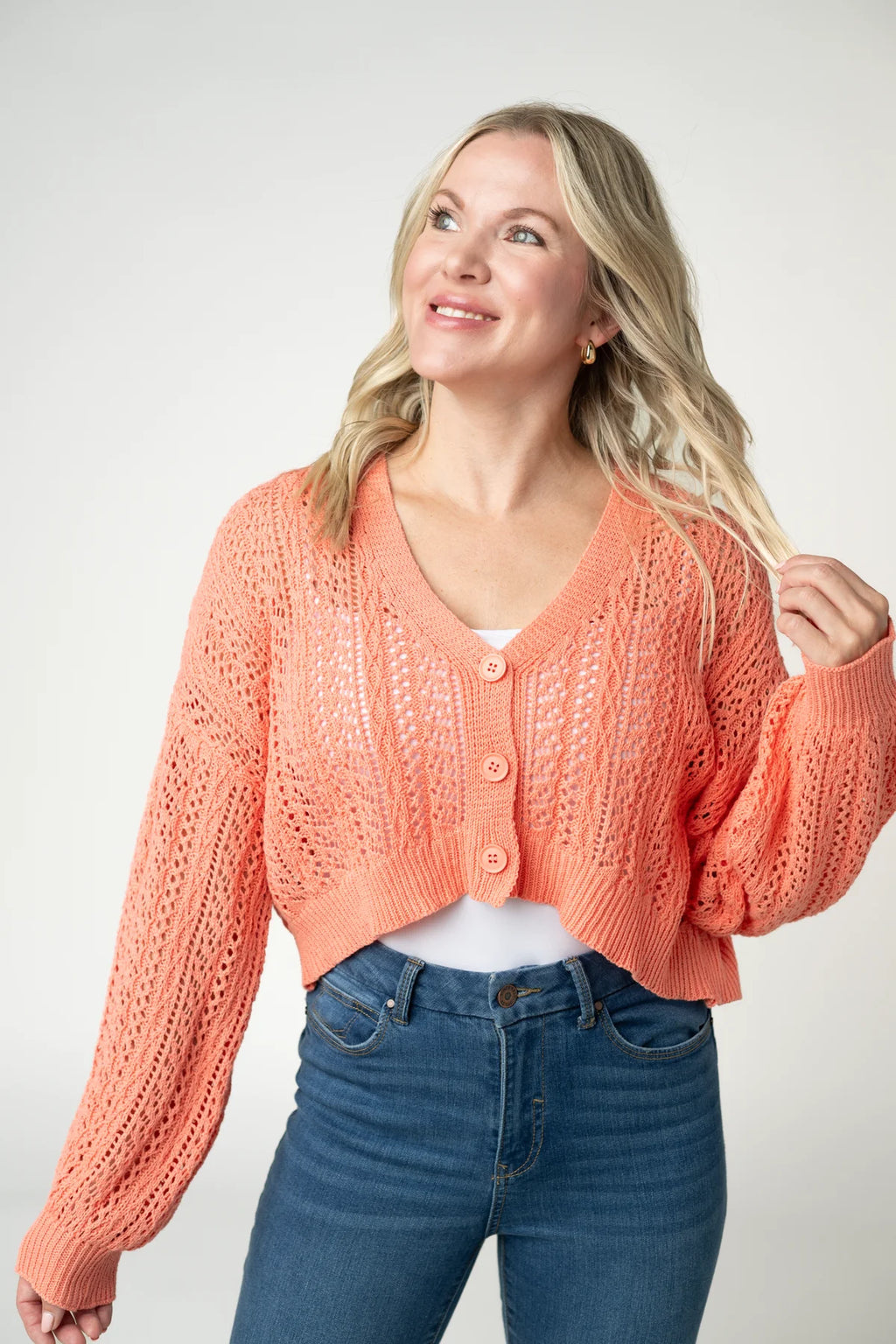Callie Cropped Cardigan - Melon
