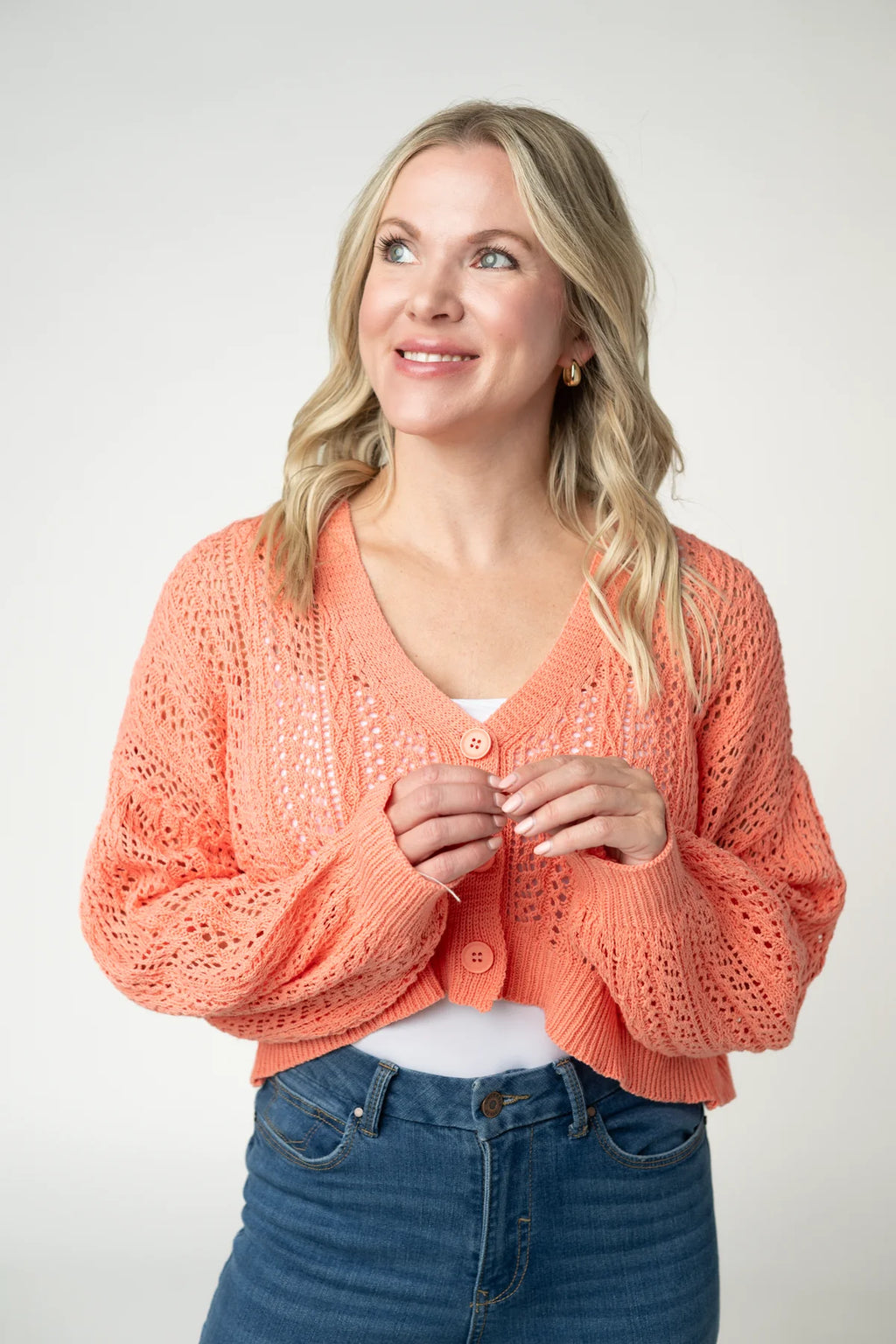 Callie Cropped Cardigan - Melon