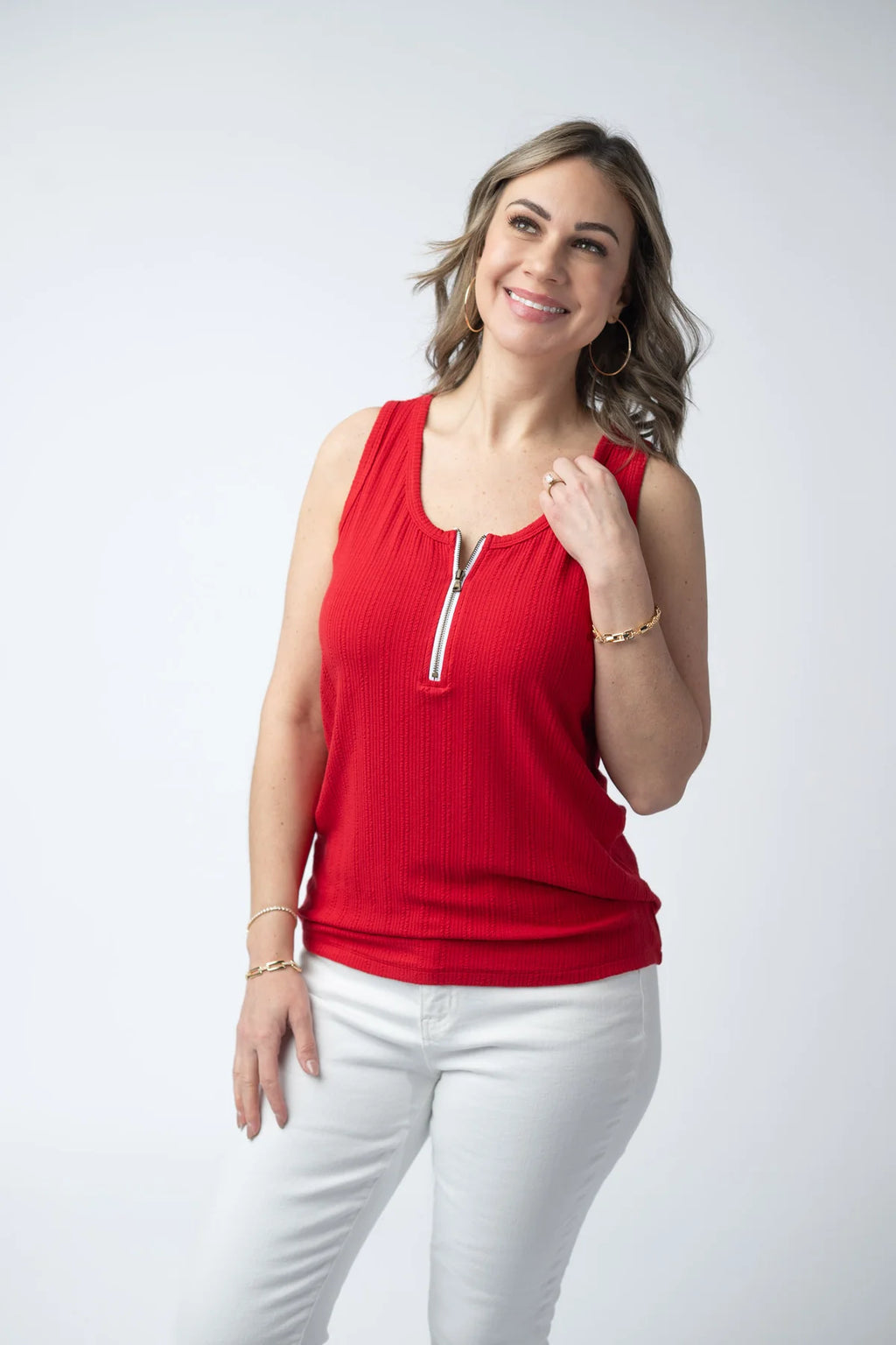 Mila Zipper Tank - Red