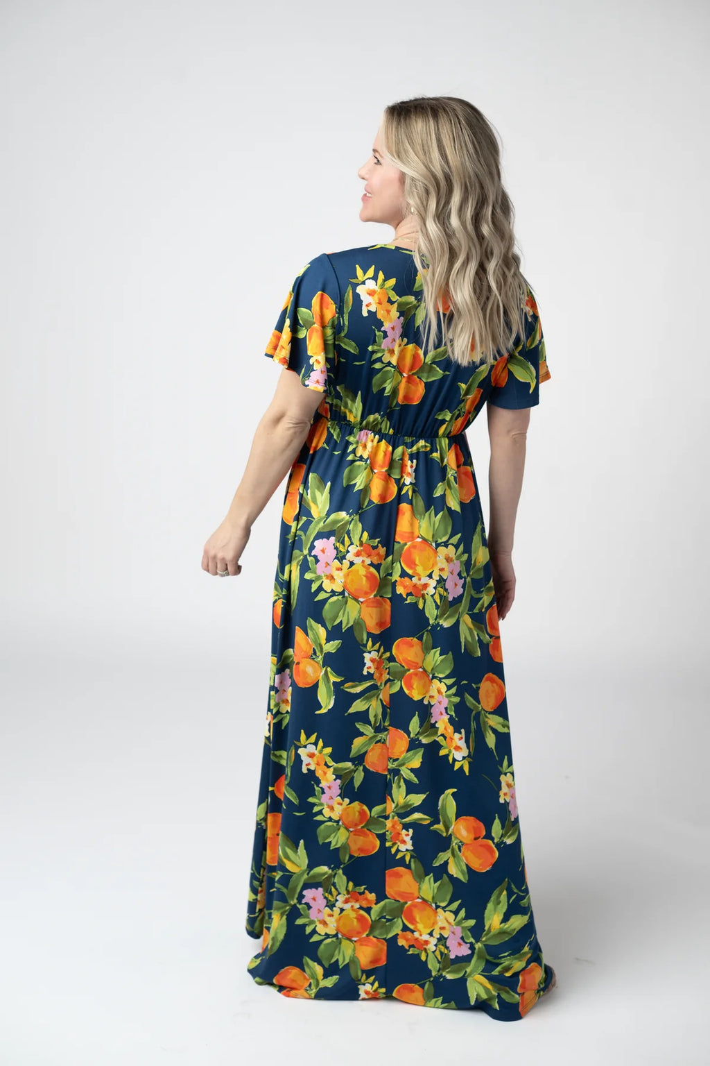 Harley High-Low Dress - Navy Citrus
