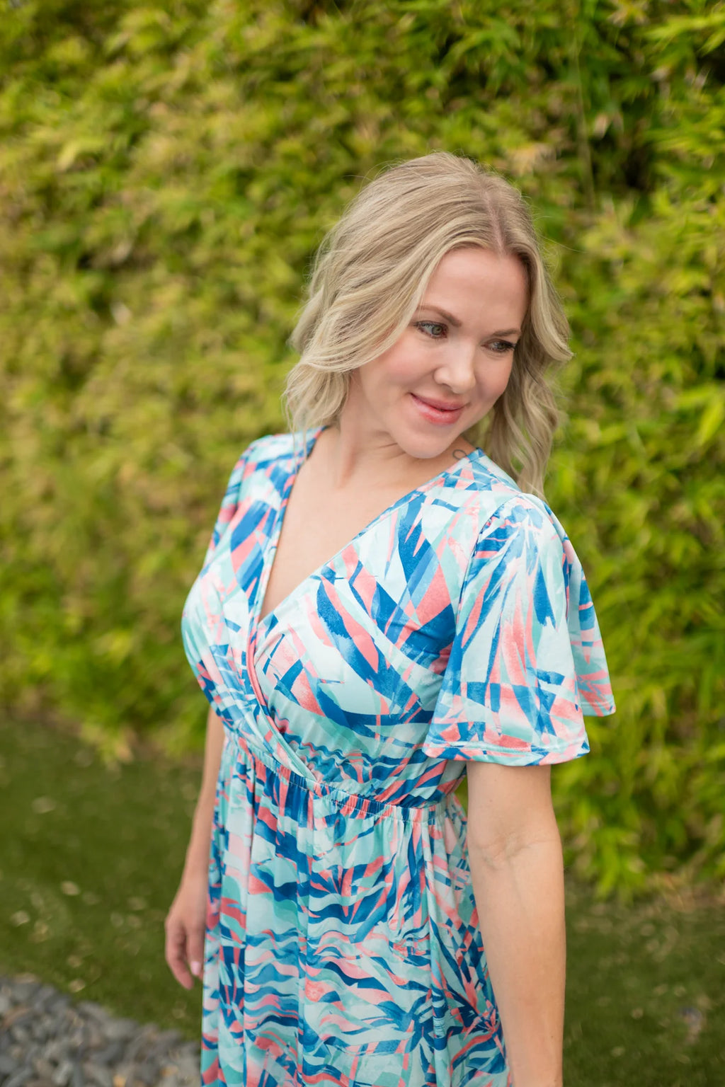 Millie Maxi Dress - Abstract Aqua Breeze