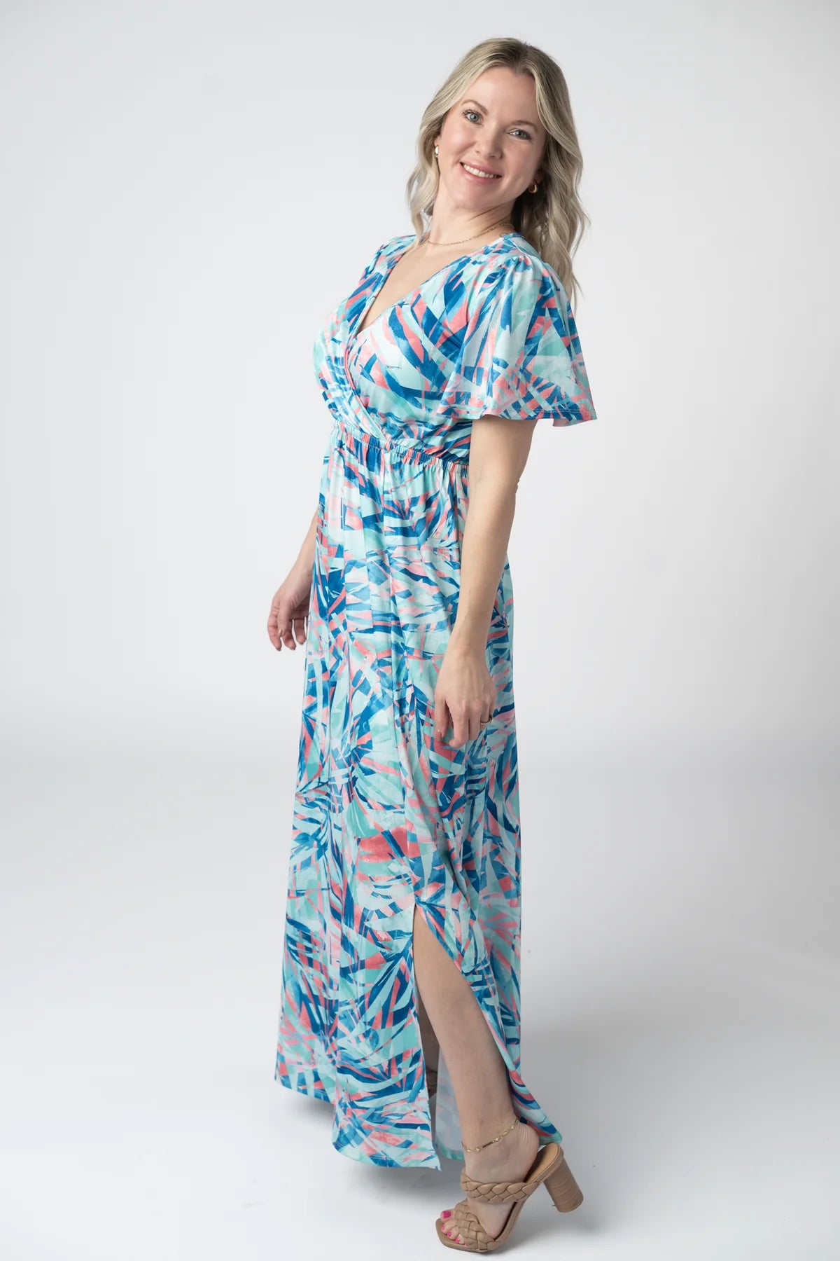 Millie Maxi Dress - Abstract Aqua Breeze