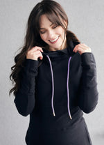 Load image into Gallery viewer, Pink Cement Black With Purple Drawstring Hoodie FINAL SALE
