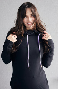 Pink Cement Black With Purple Drawstring Hoodie FINAL SALE