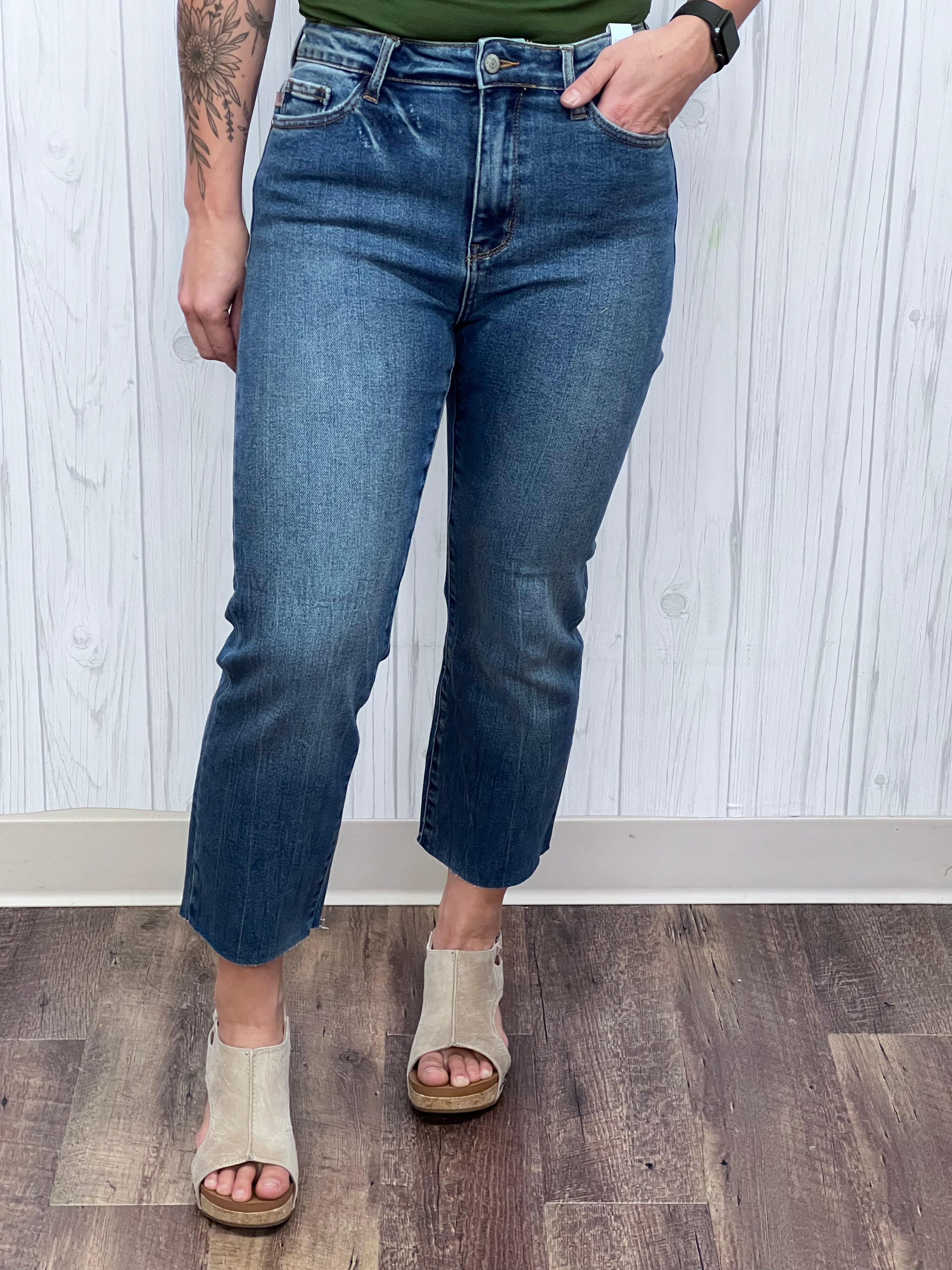 Judy Blue Freed Straight Crop Jeans