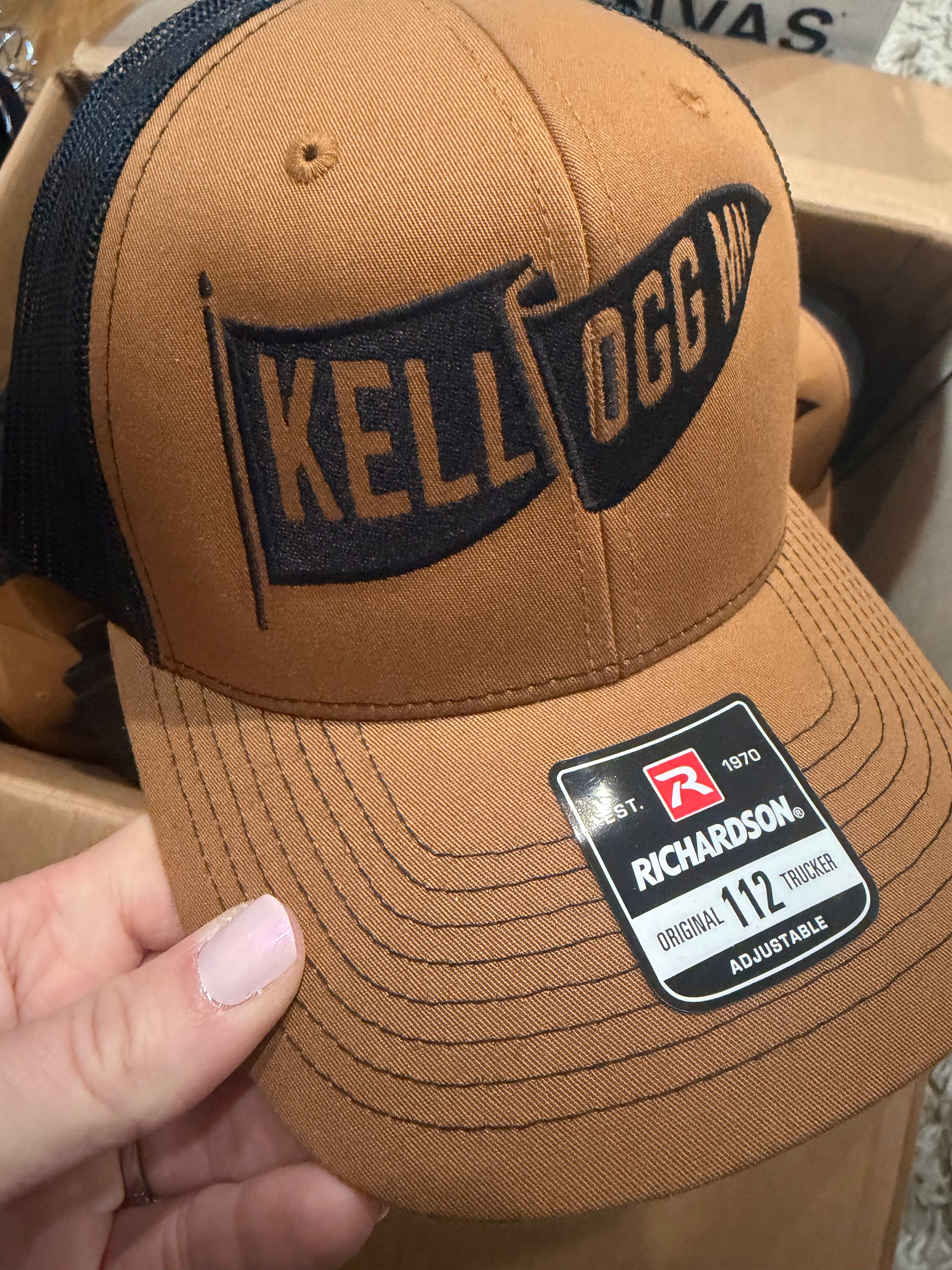 Discounted! Kellogg MN Snapback Embroidered Hat in Caramel