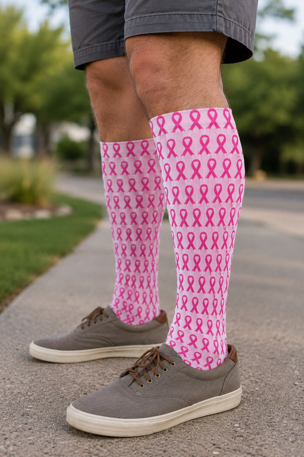 Breast Cancer Ribbon Compression Socks