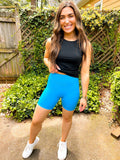 Sasha Suck & Tuck Biker Shorts In Neon Sky FINAL SALE
