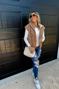 Maddox Reversible Puffer Vest  Tan/Ivory