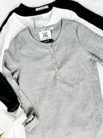 Load image into Gallery viewer, Harper Long Sleeve Henley - White
