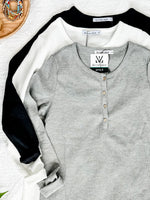 Load image into Gallery viewer, Harper Long Sleeve Henley - White
