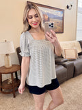 Ivory and Black Striped Top with Ruffle Sleeve