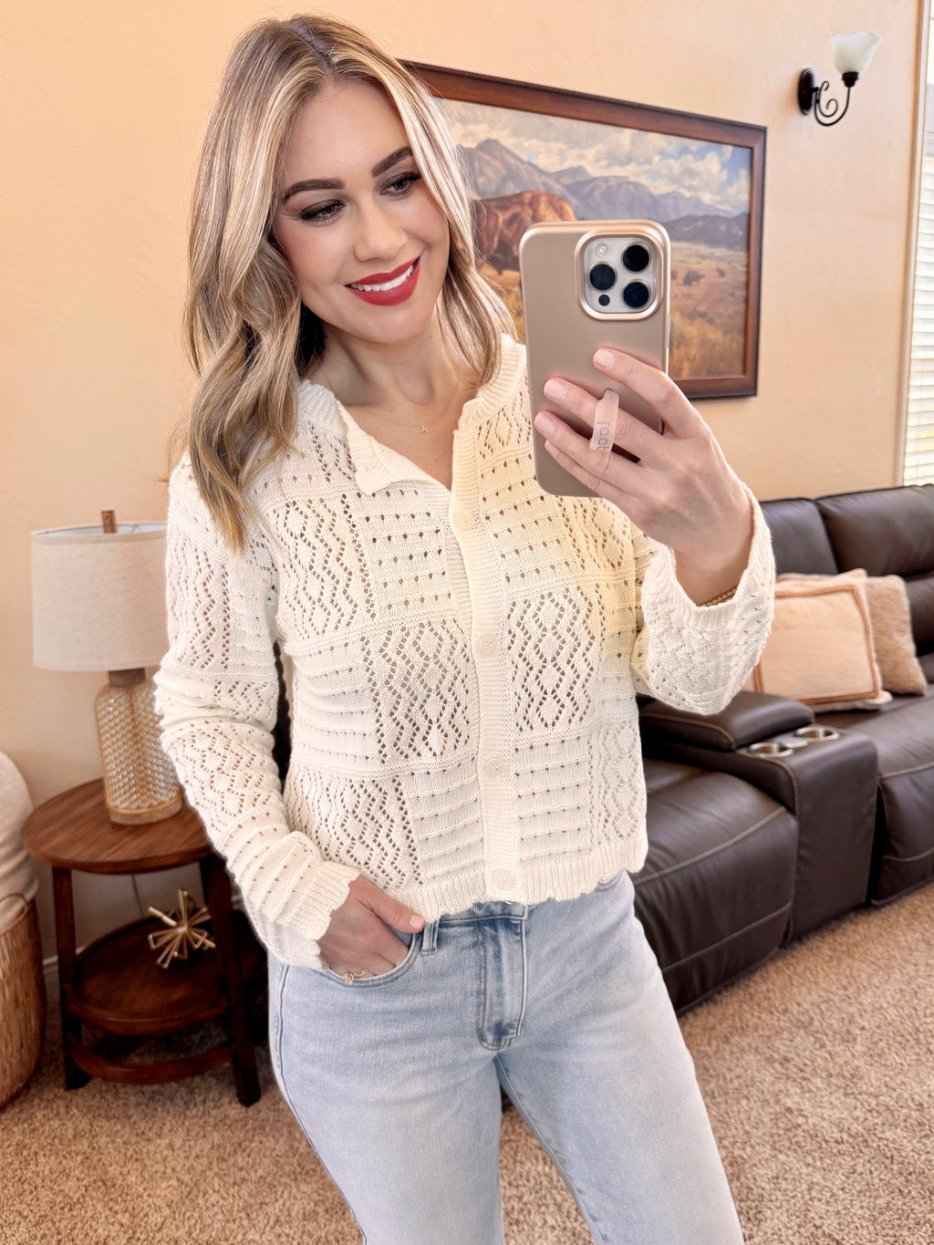 Cream Crochet Cardigan