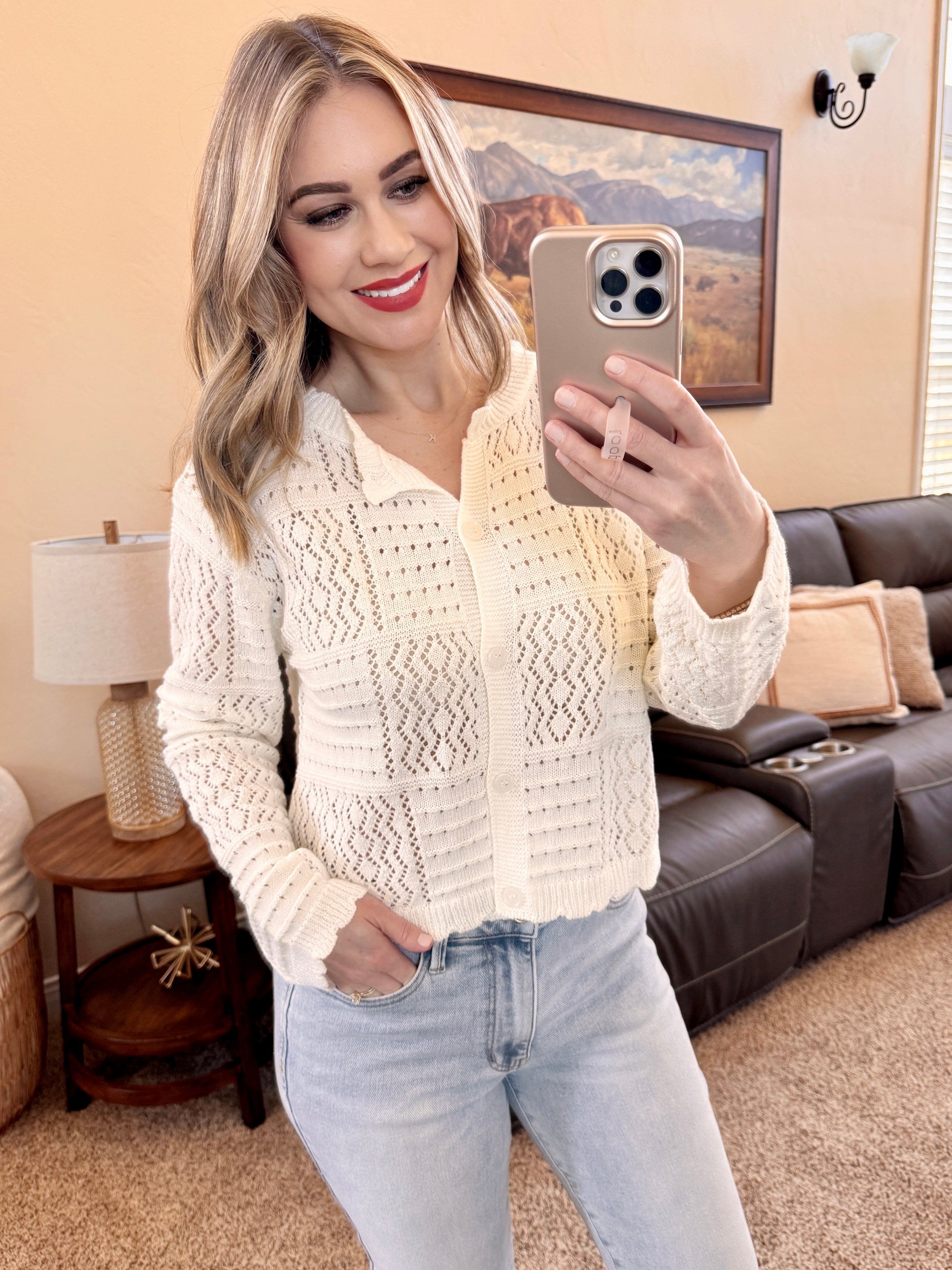 Cream Crochet Cardigan