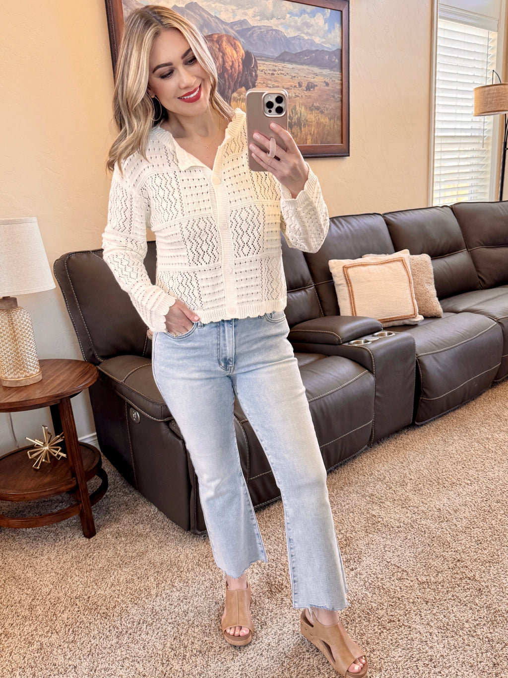 Cream Crochet Cardigan