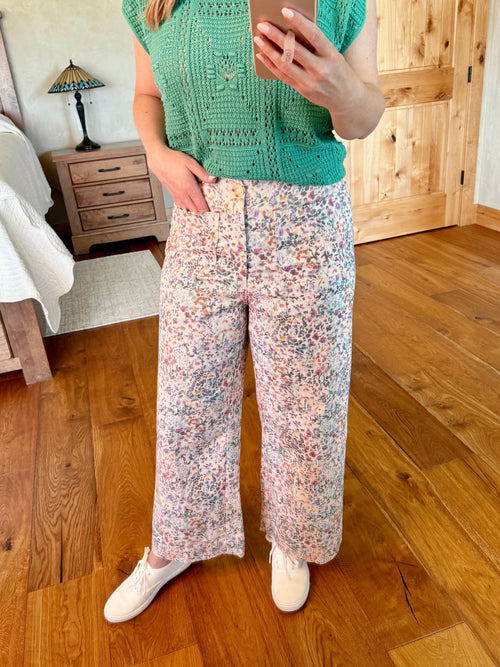 Floral Print Cotton Trousers