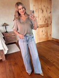 Risen Wide Leg Pin Tuck Detail Jeans