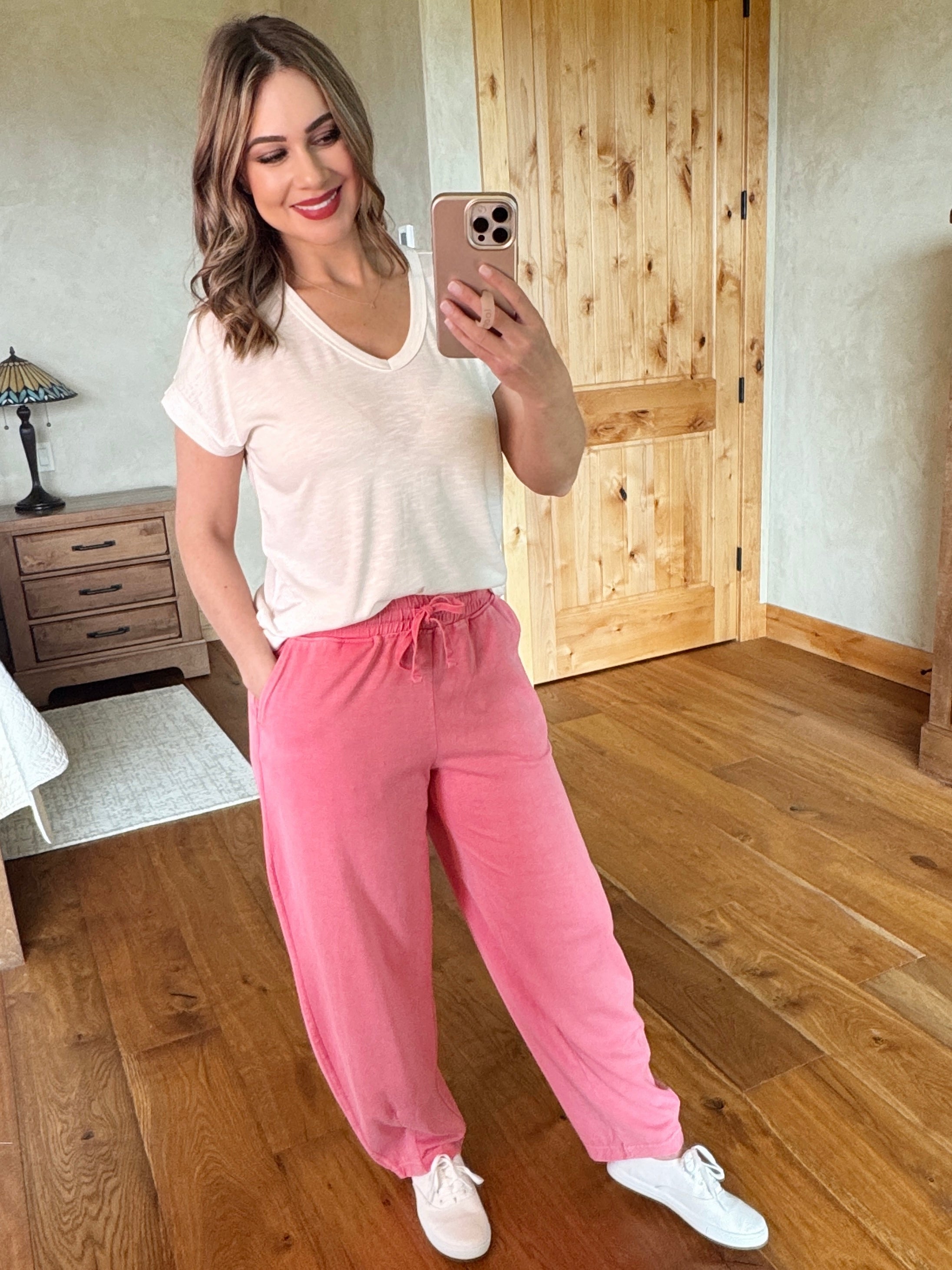 Cotton Barrel Pants In Summer Pink