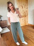 Cotton Barrel Pants In Dusty Eucalyptus