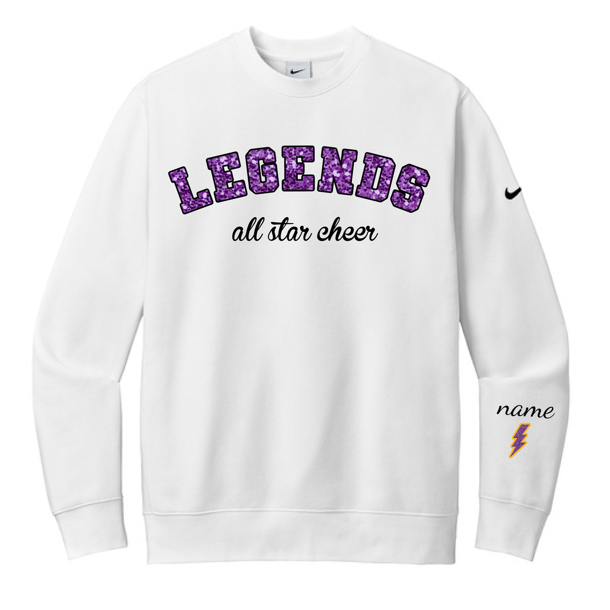 Legends All Star Cheer Embroidered Glitter- White