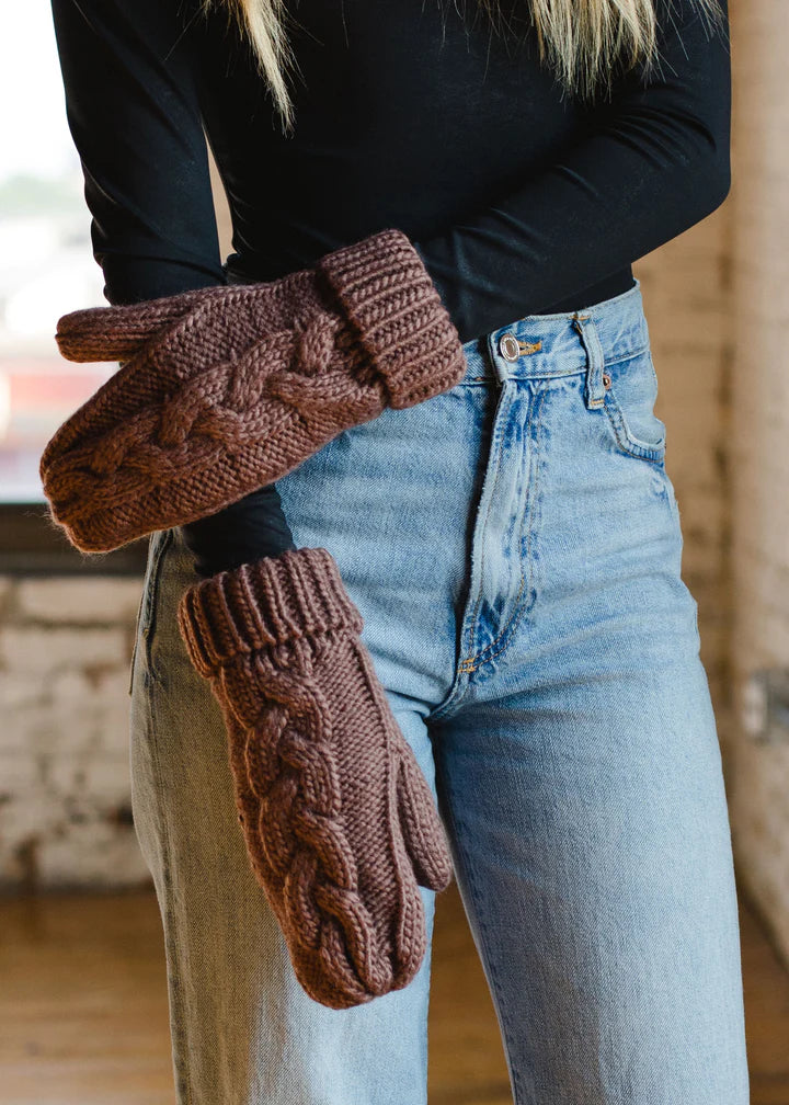 Panache Brown Braided Mittens