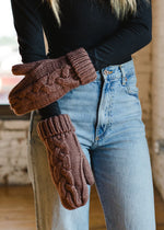 Load image into Gallery viewer, Panache Brown Braided Mittens
