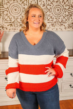 Load image into Gallery viewer, USA Colorblock Stripes Sweater
