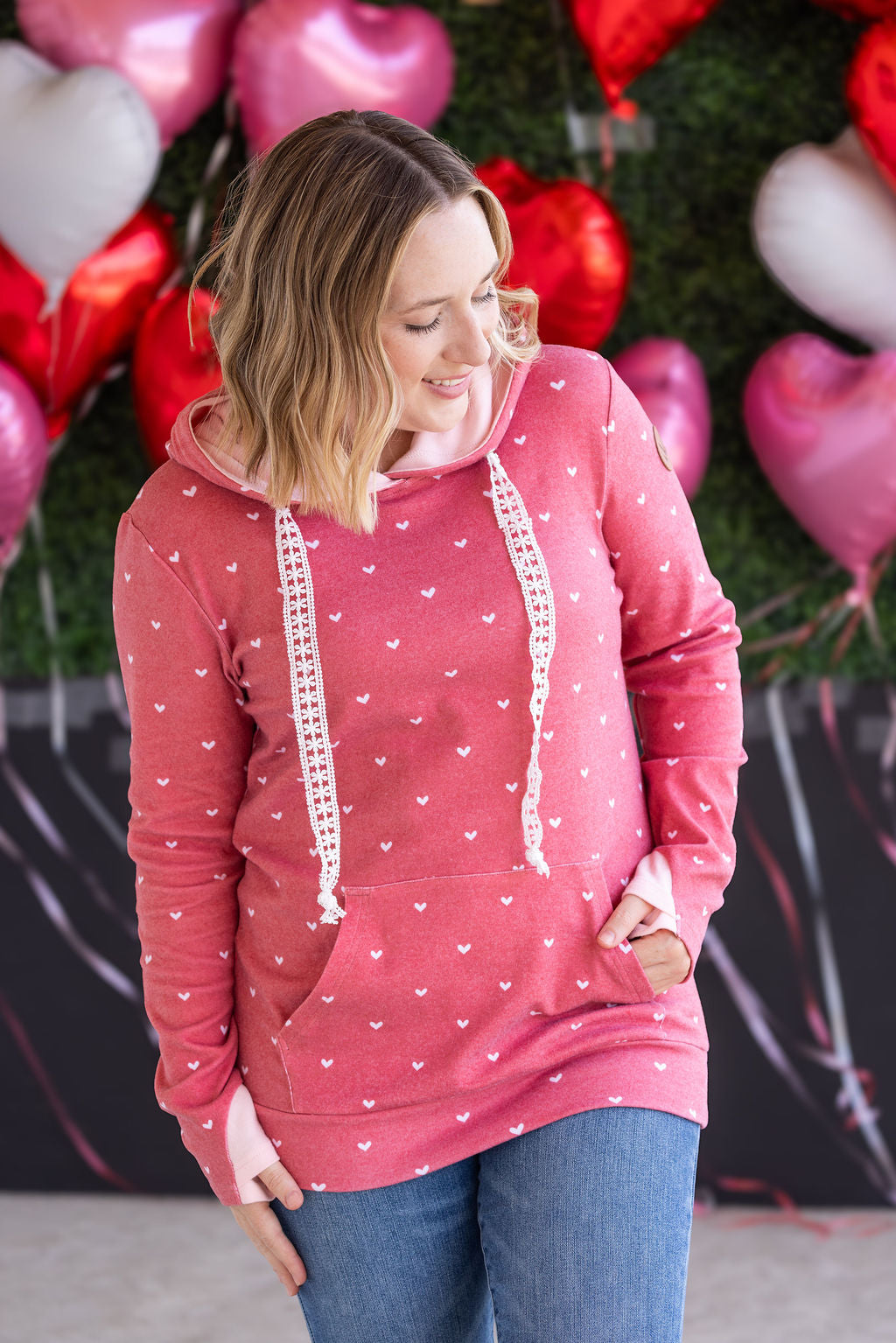 Hailey Pullover Hoodie -Sweetheart Red