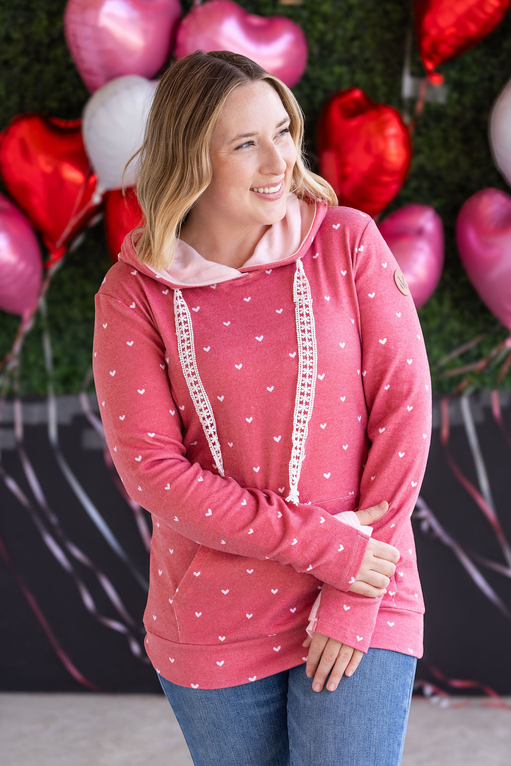 Hailey Pullover Hoodie -Sweetheart Red