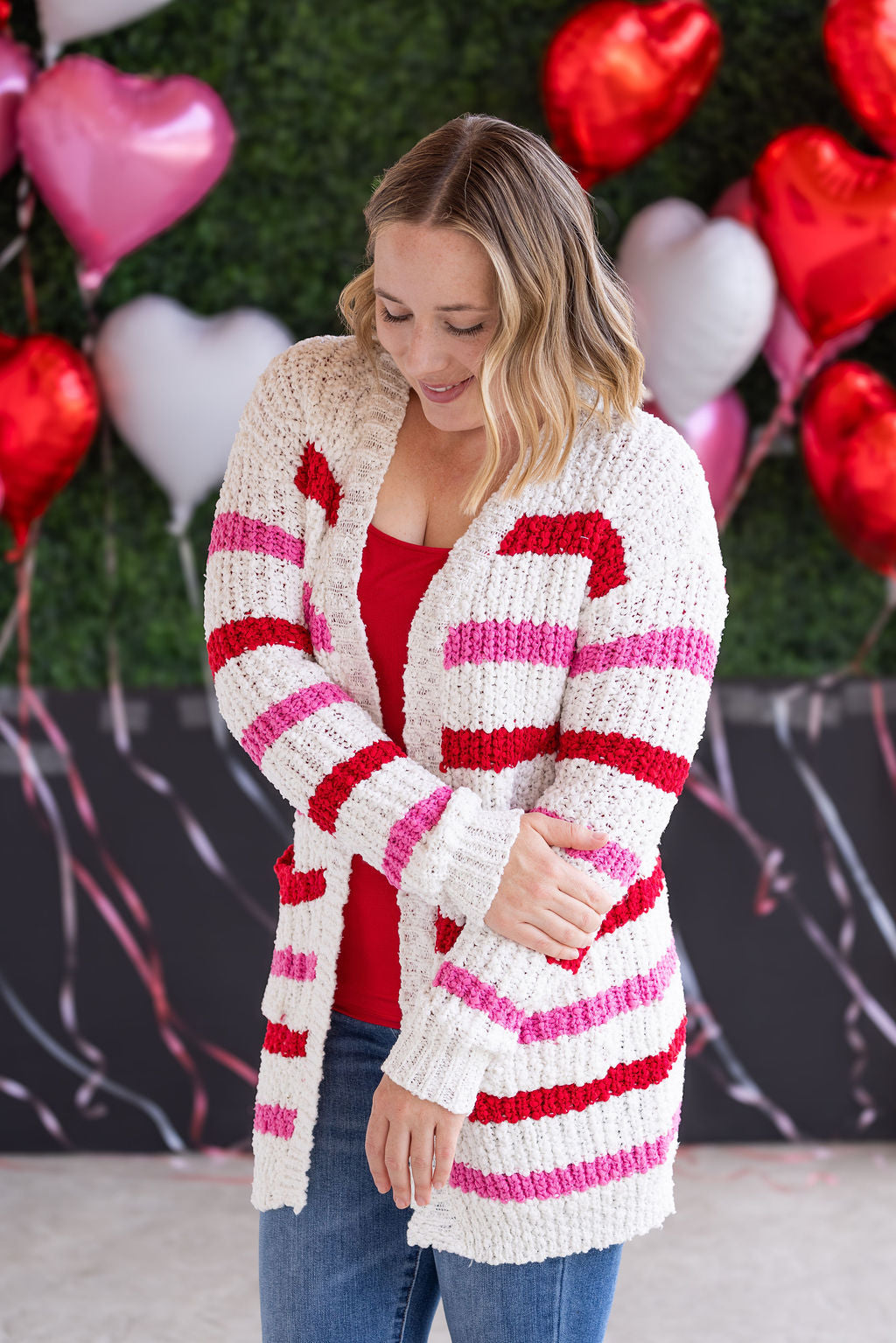 Stripe Cardigan - Valentine's Day