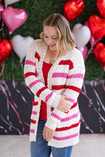 Load image into Gallery viewer, Stripe Cardigan - Valentine&#39;s Day
