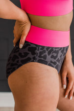 Load image into Gallery viewer, Kissed By The Sun Bikini Swim- Charcoal Leopard &amp; Neon Pink (Top &amp; Bottoms Sold Separately)
