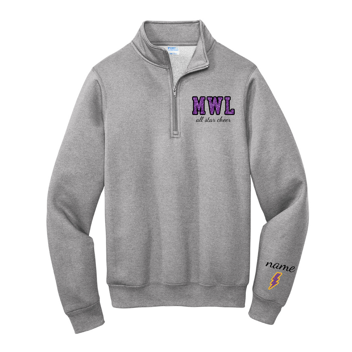 MWL All Star Dance Embroidered Glitter Quarter Zip- Gray