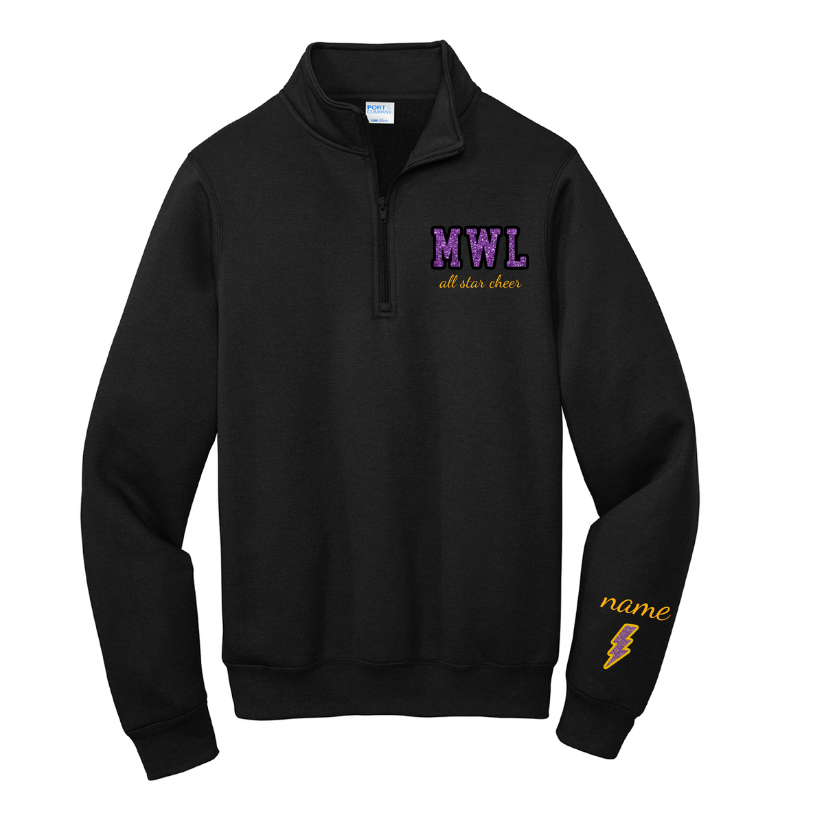 MWL All Star Dance Embroidered Glitter Quarter Zip- Black