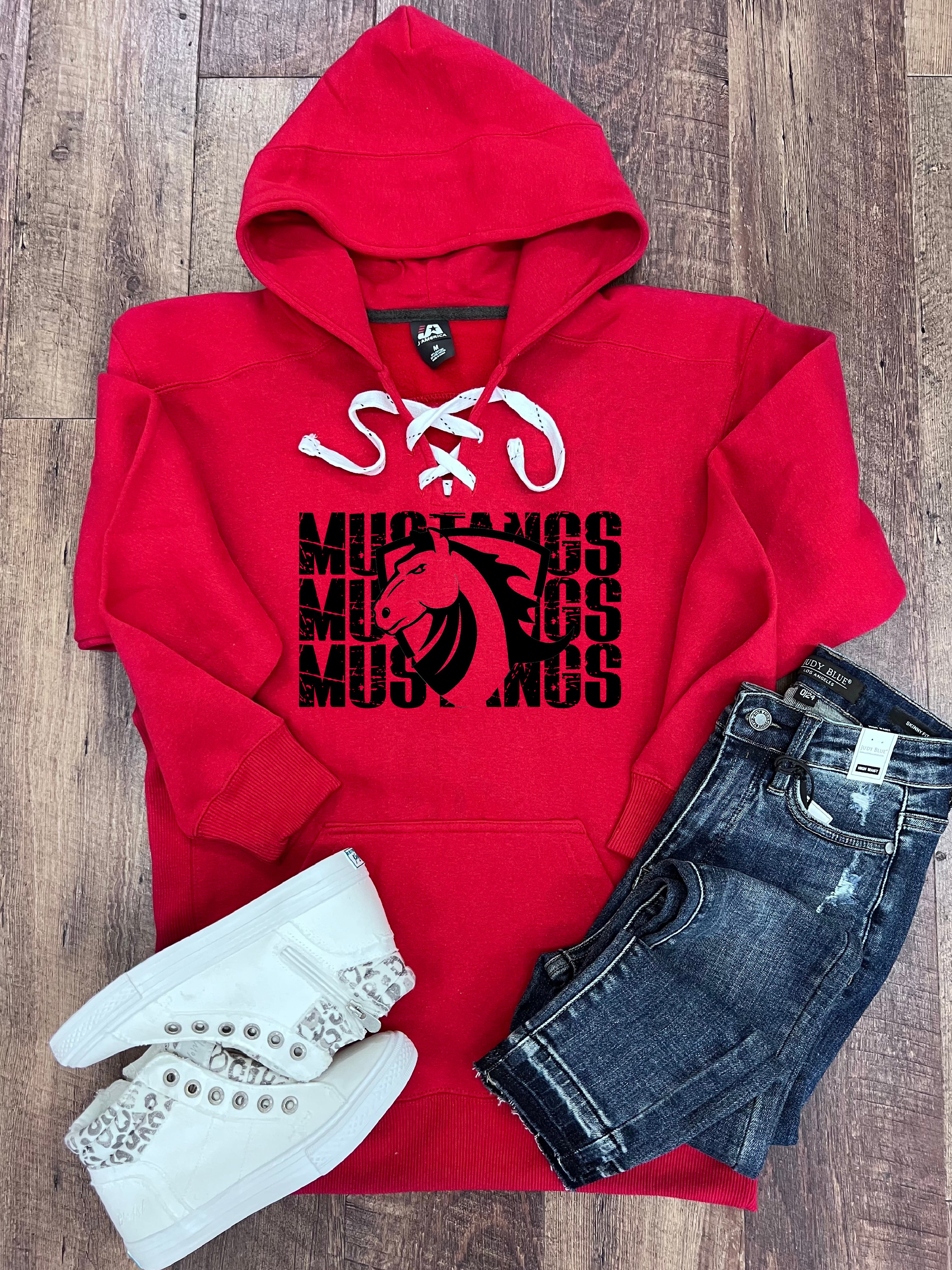 Rochester Mustangs Lace Hoodie in Red