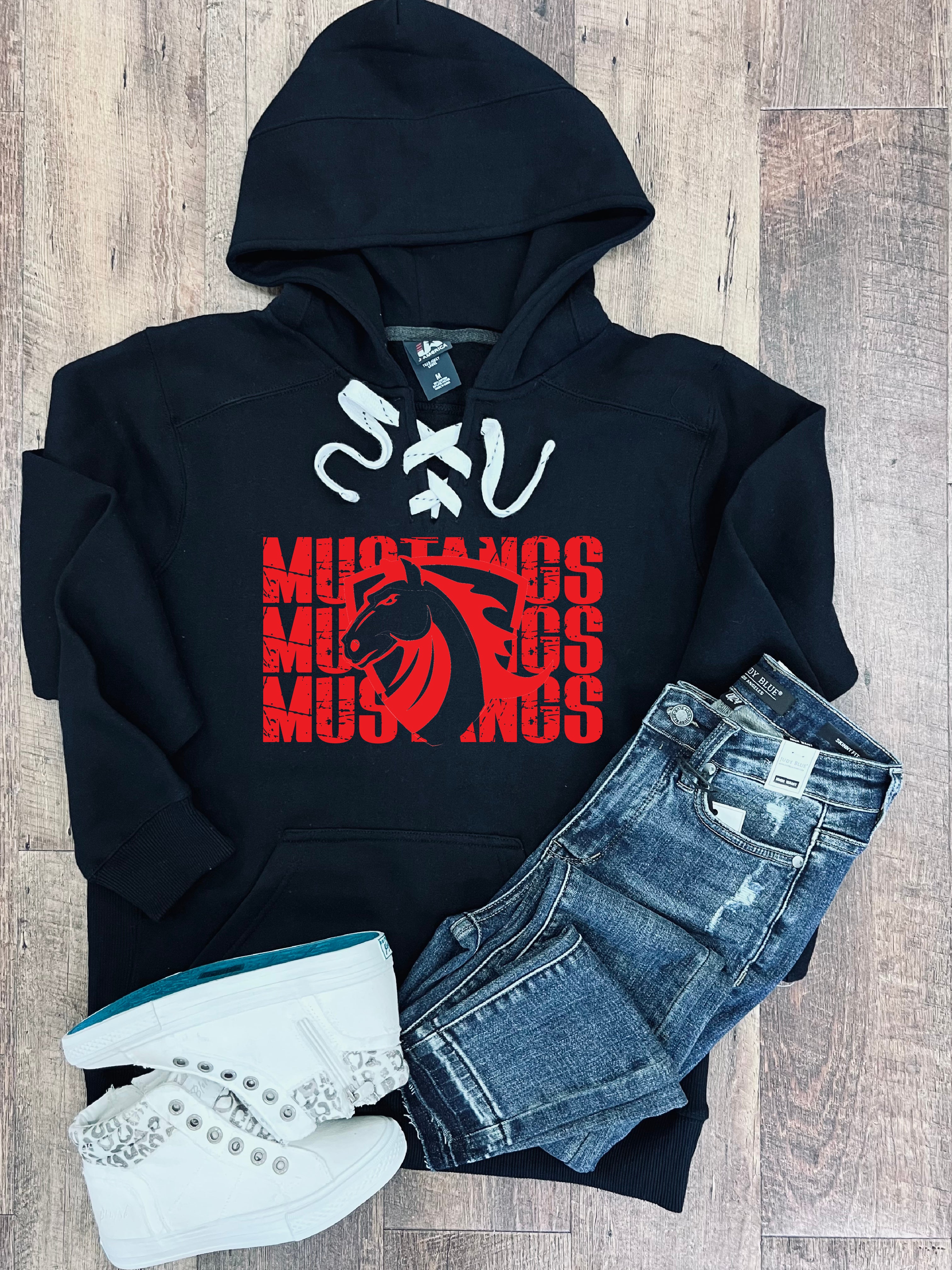Rochester Mustangs Lace Hoodie in Black